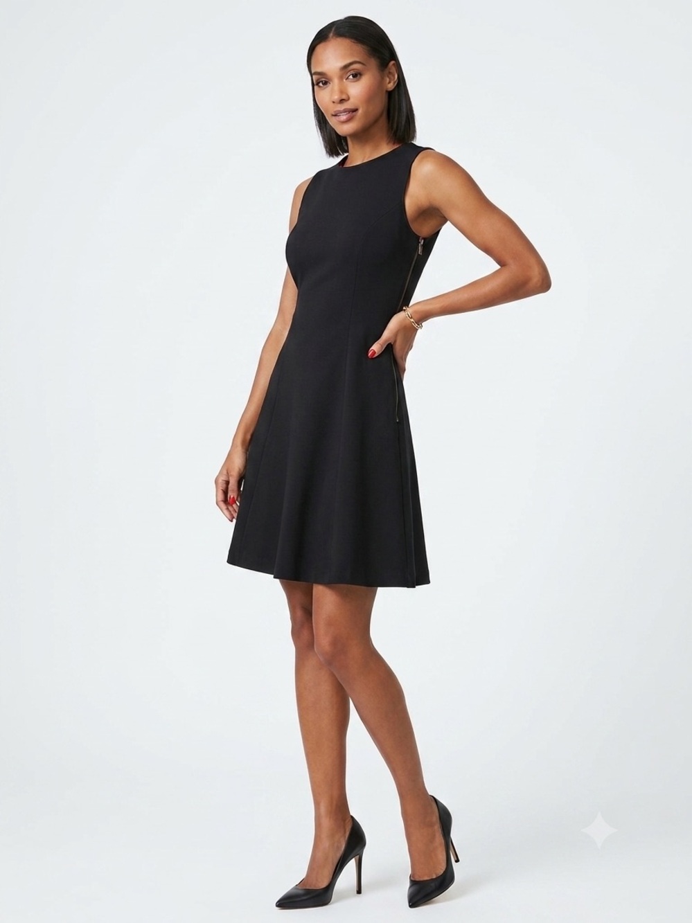 SPANX Black The Perfect A-Line Dress Sleeveless Ponte Knit Size L